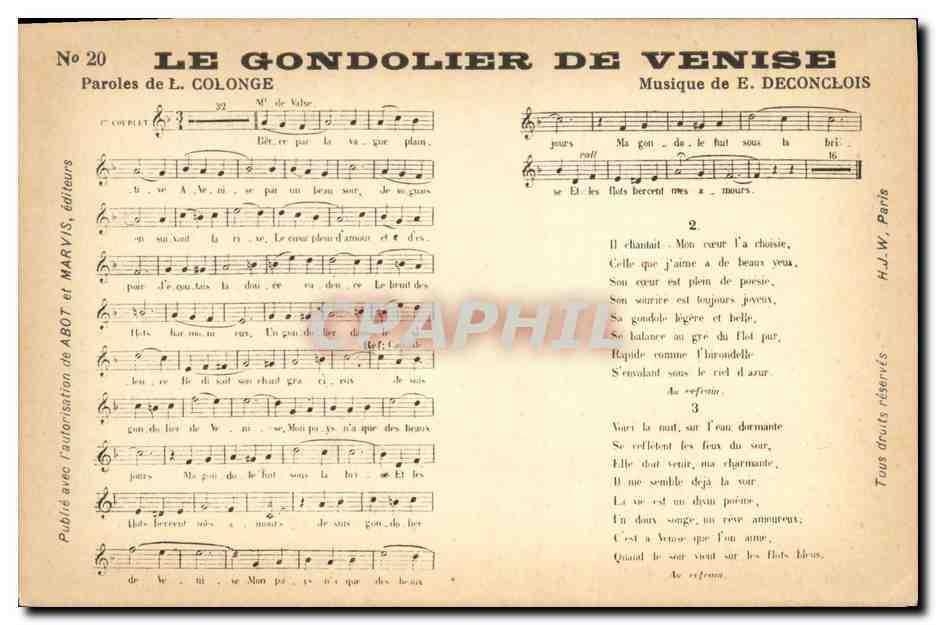 CPA Le gondolier de Venise Colonge Deconclois 
