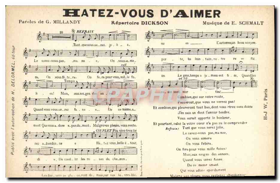CPA Hatez vous d'aimer Millandy Dickson Schmalt 