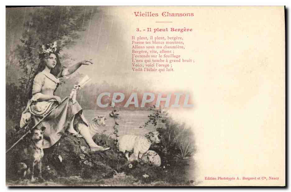 CPA Il pleut Bergere Mouton 
