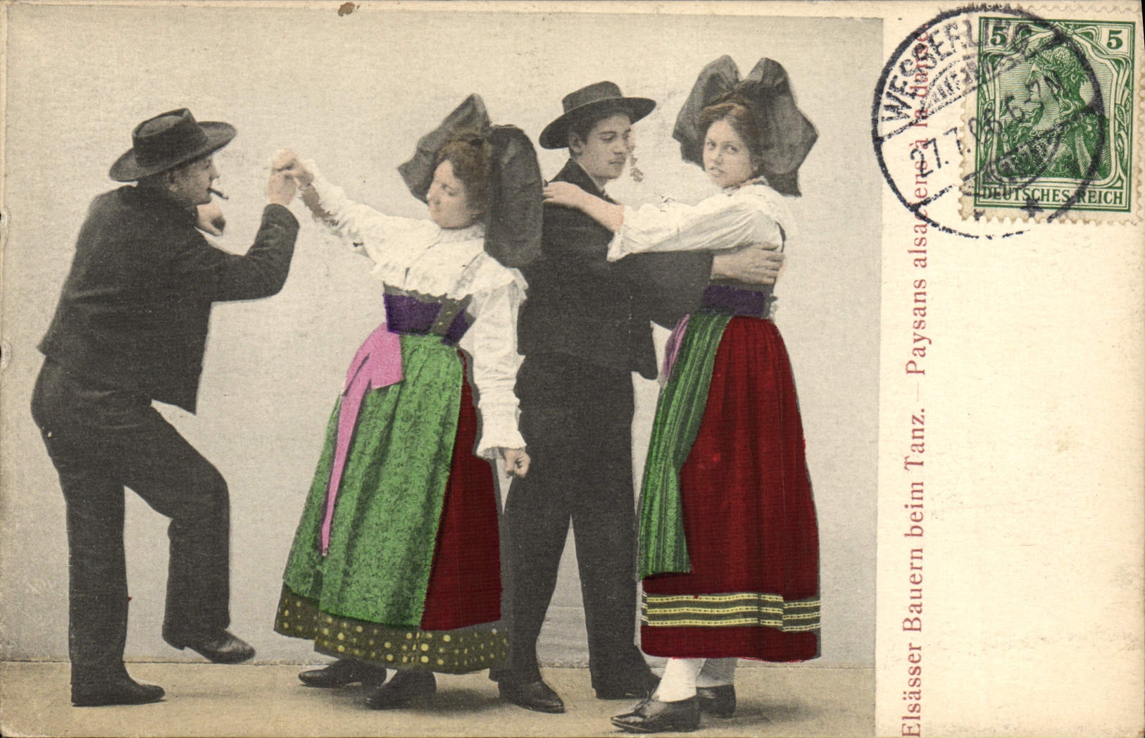 CPA Folklore Alsace Paysans Alsaciens 