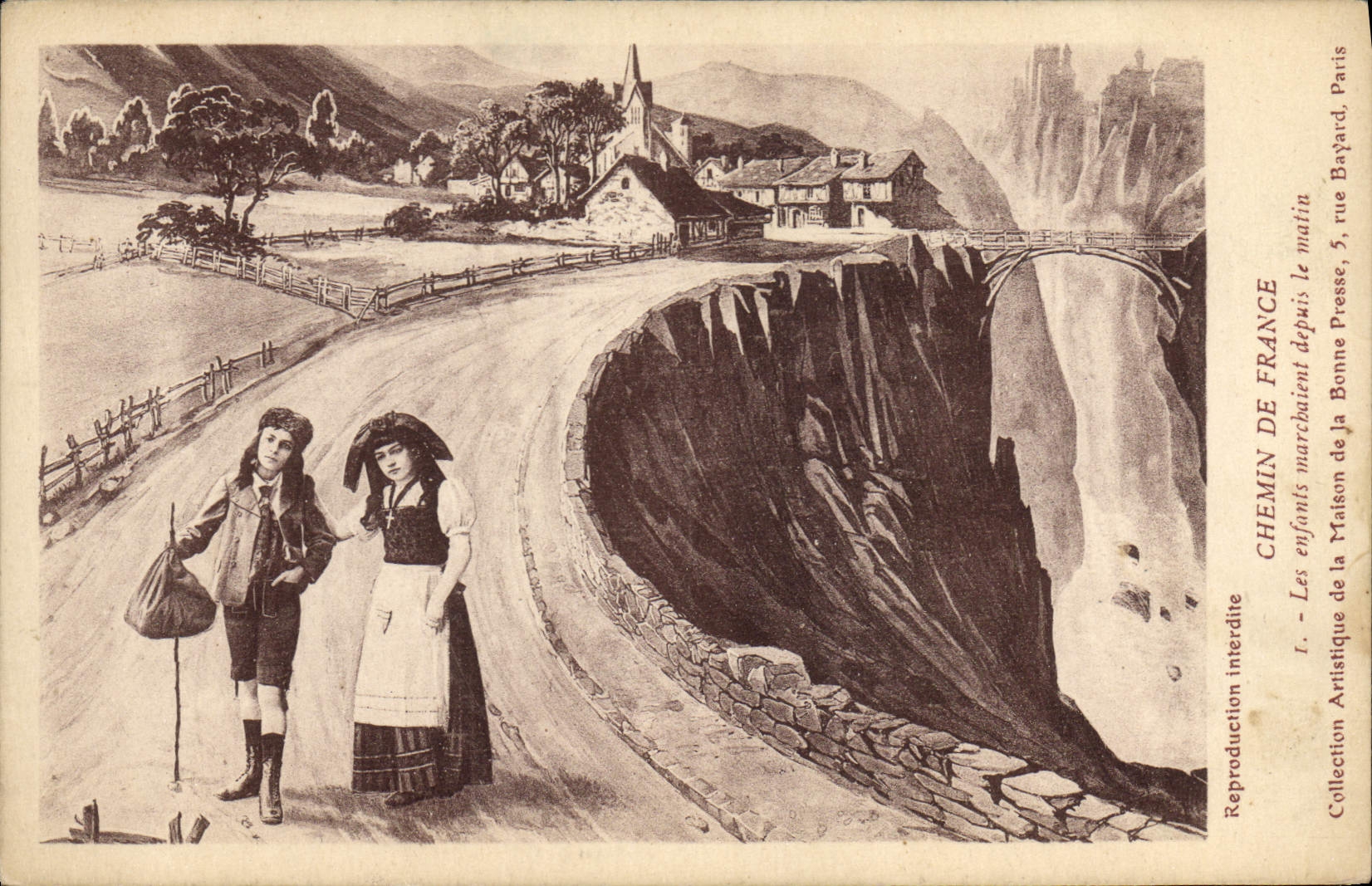 CPA Folklore Alsace Chemin de France Les enfants marchaient depuis le matin 