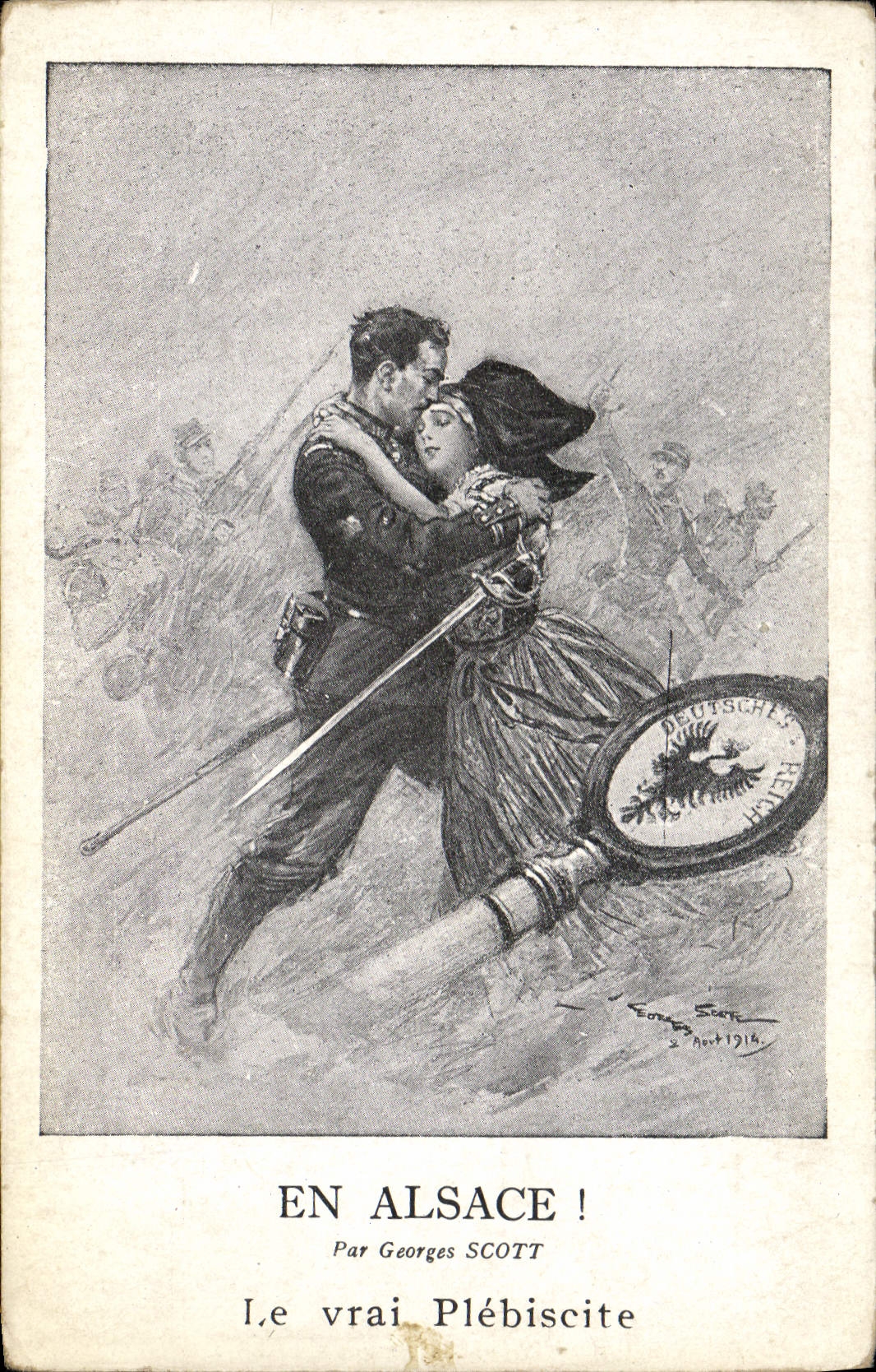 CPA Folklore Alsace Georges Scott Le vrai Plebiscite 