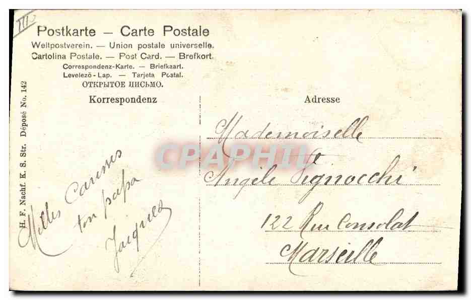 CPA Folklore Alsace Costumes Alsaciens  — Verso