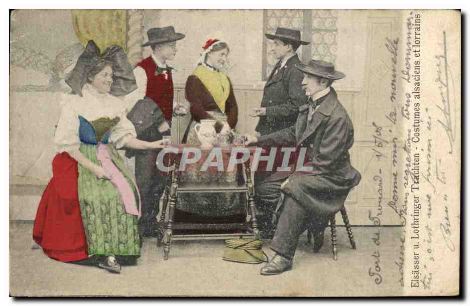 CPA Folklore Alsace Costumes Alsaciens et lorrains 
