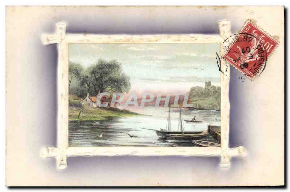 Vue de rivière avec bateau — éditeur non identifié — n° de série non visible