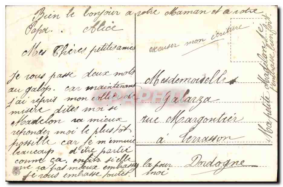 Vue de rivière avec bateau — éditeur non identifié — n° de série non visible — Verso