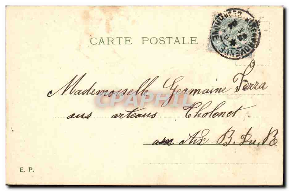 Fleurs de trèfle et sablier — Bonne année — éditeur non visible — Verso