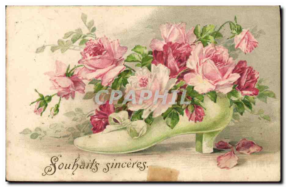 CPA Fantaisie Fleurs Soulier 