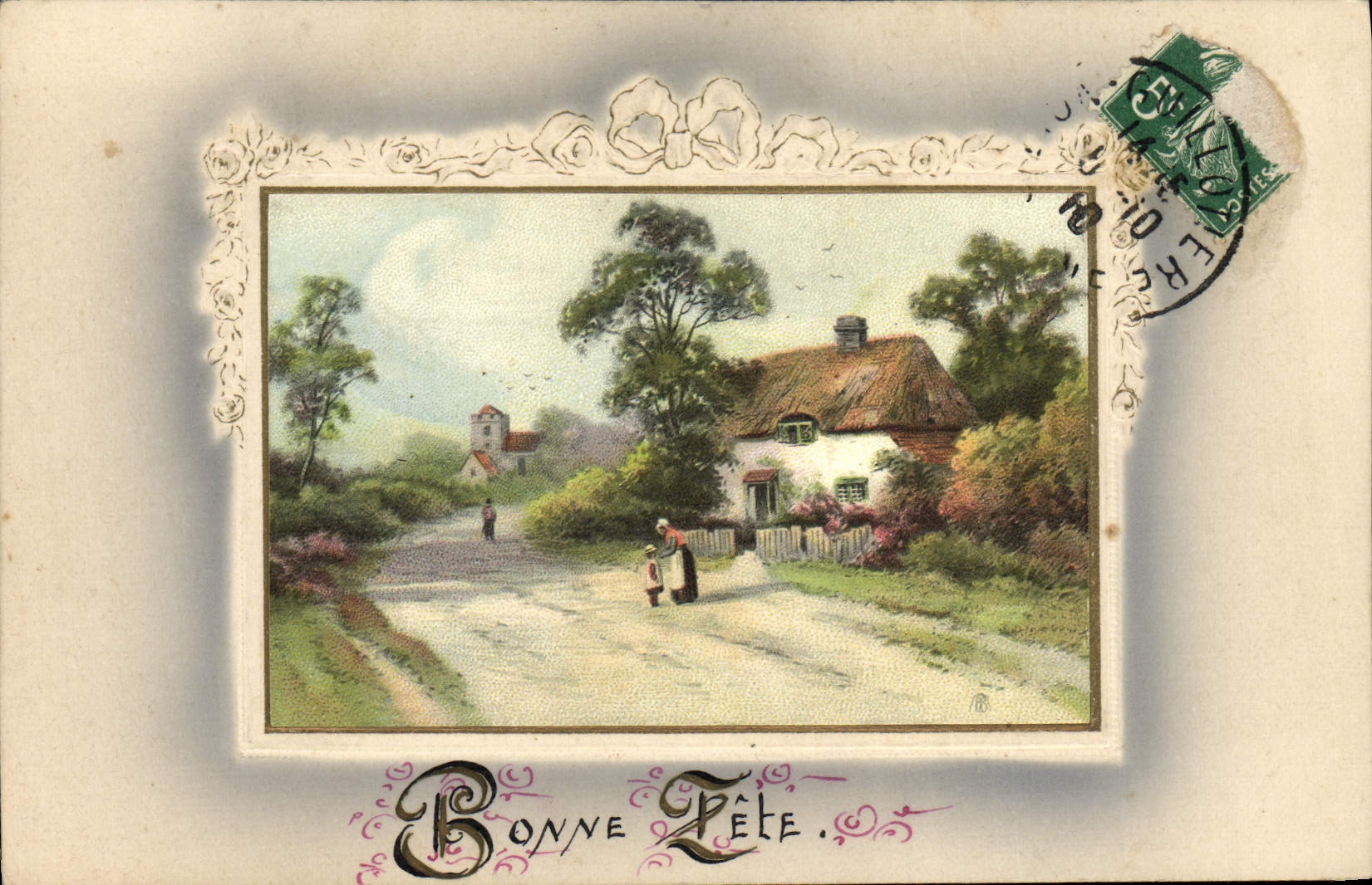 Paysage rural — Bonne Fête — Imprimée en Allemagne