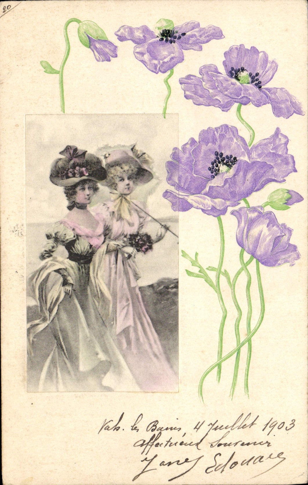 CPA Fantaisie Fleurs Femmes 