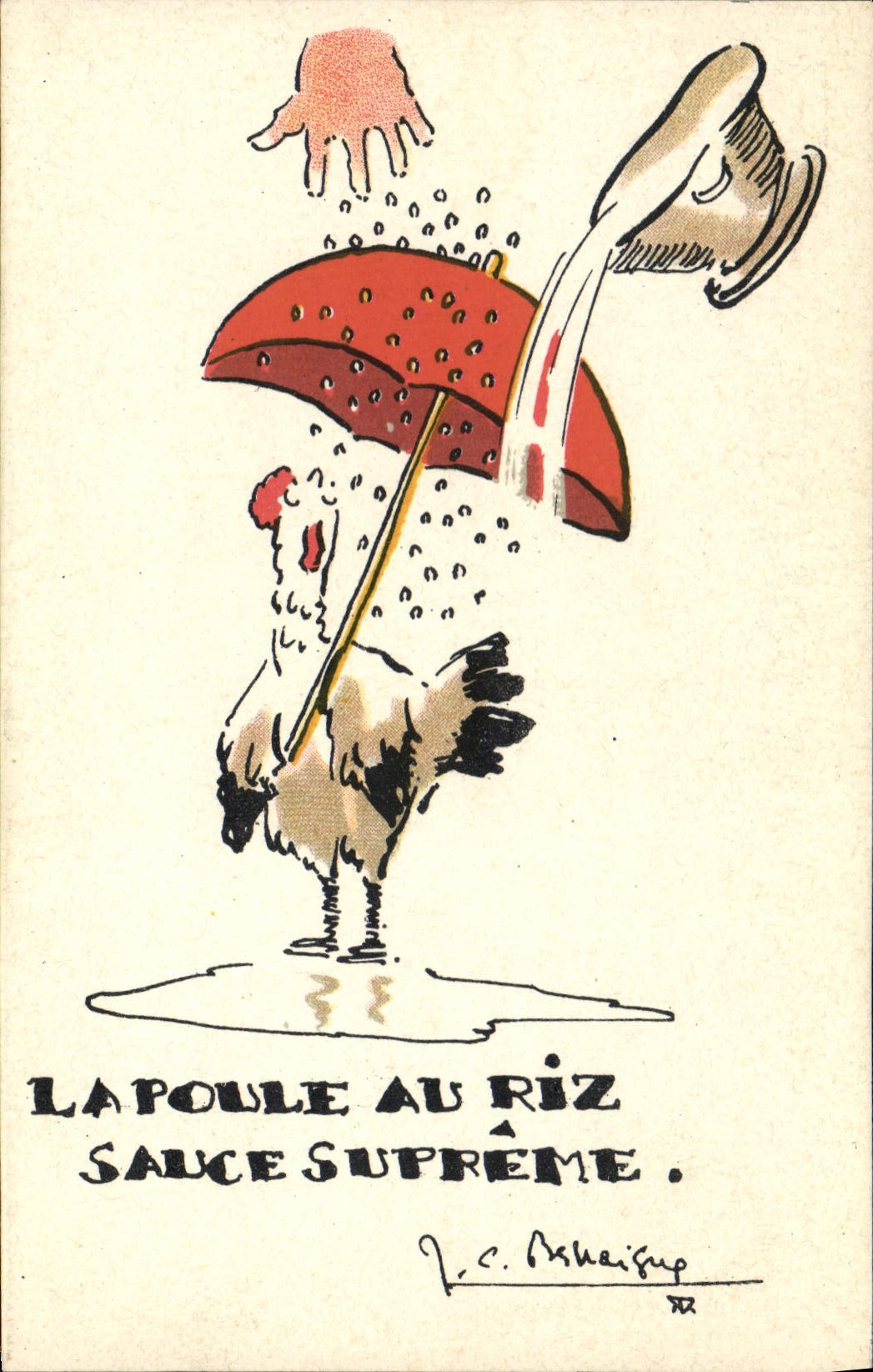 CPA Cuisine La poule au riz Sauce supreme 