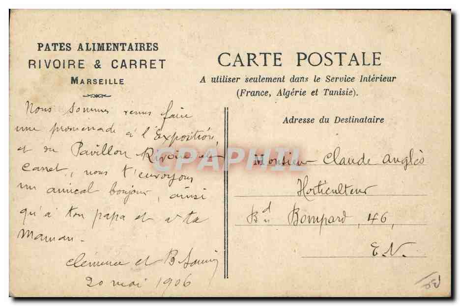 CPA Cuisine Macaroni Vermicelle Rivoire & Carret  — Rückseite