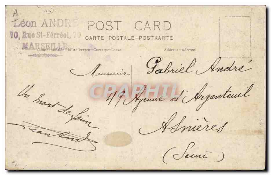 CPA Cuisine Marseille  — Verso