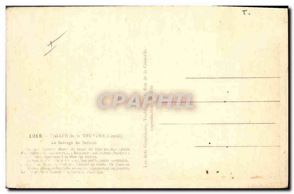 CPA Electricite Vallee de la Truyere Le barrage de Sarrans — Rückseite
