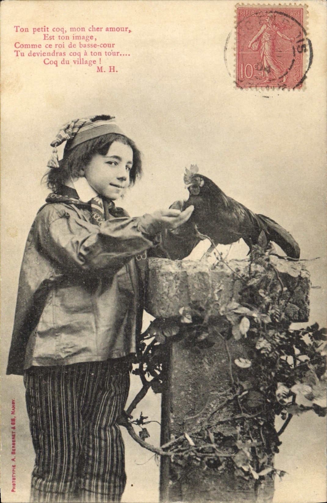 CPA Fantaisie Enfant Coq 