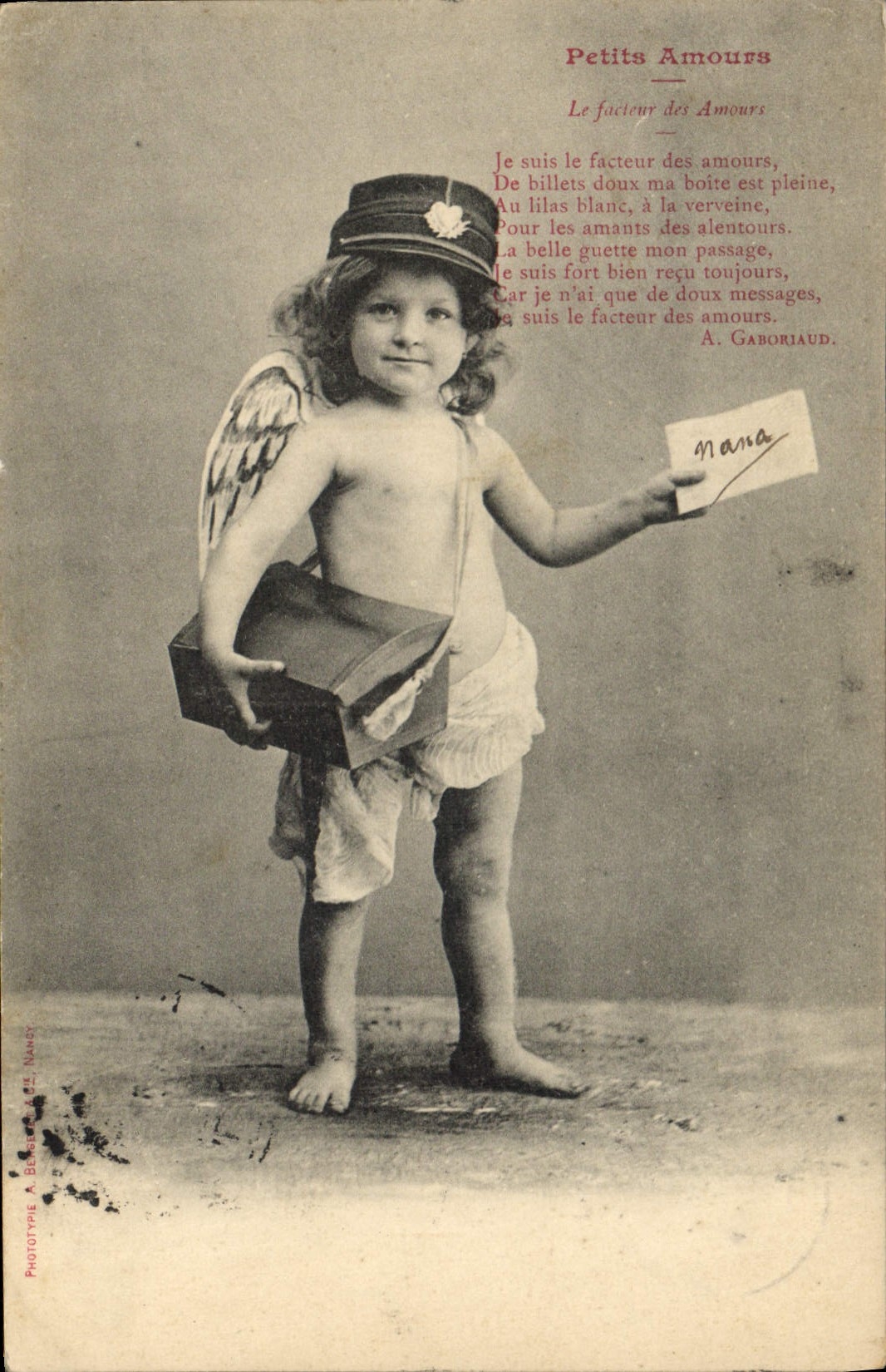 Petits Amours — Der Bote der Liebe — Phototype A. Bébert, Nancy