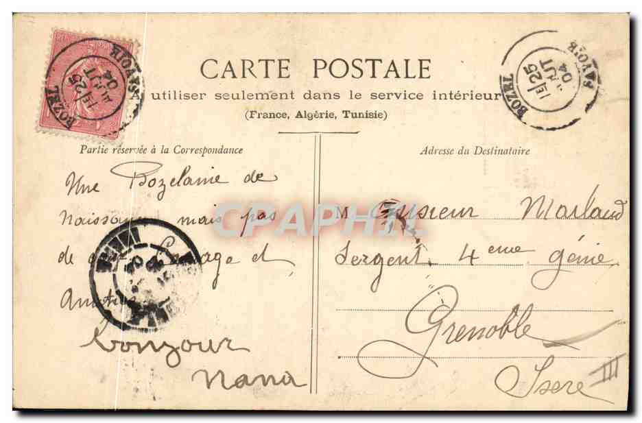 Petits Amours — Der Bote der Liebe — Phototype A. Bébert, Nancy — Rückseite