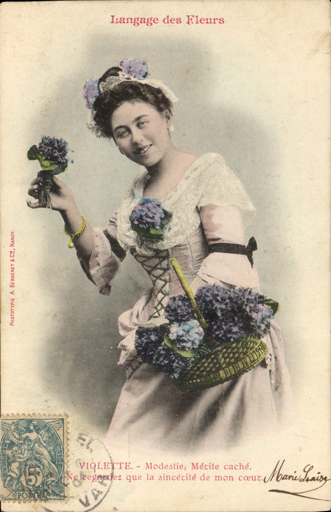Langage des Fleurs — Violette, Modestie, Mérite caché — Phototypie A. Bergeret & Cie, Nancy