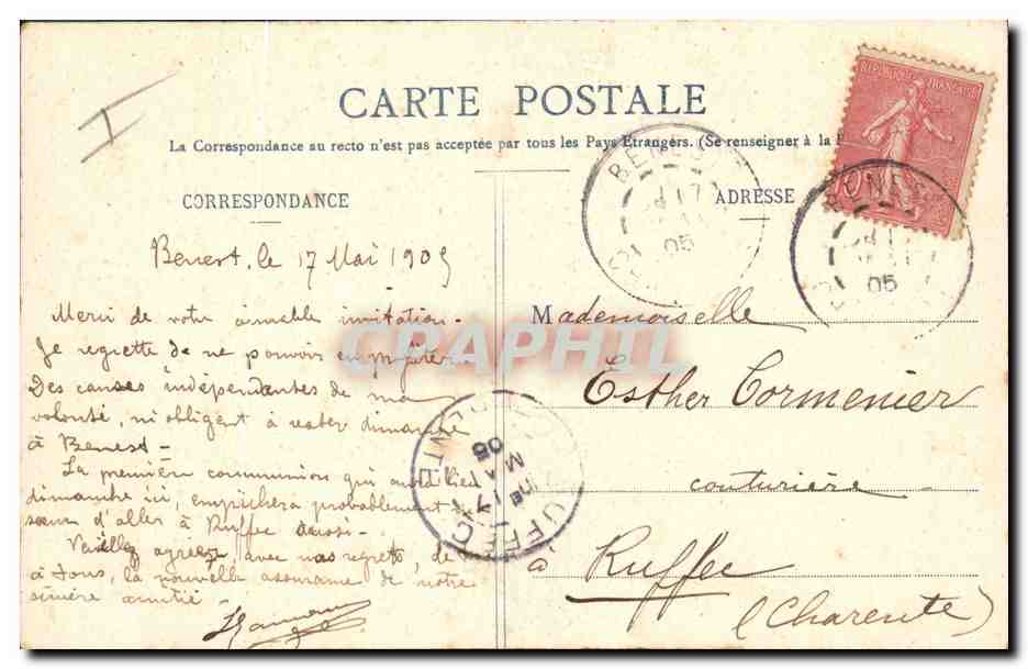 Langage des Fleurs — Violette, Modestie, Mérite caché — Phototypie A. Benseret & Cie, Nanoy — Verso