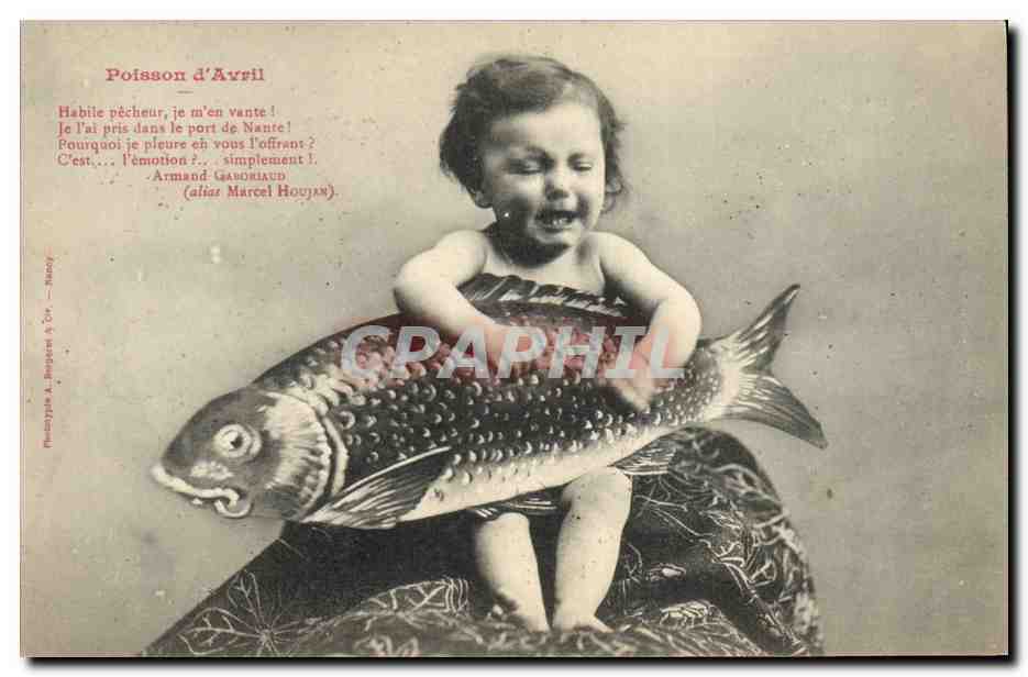 CPA Fantaisie Enfant Poisson d'avril 