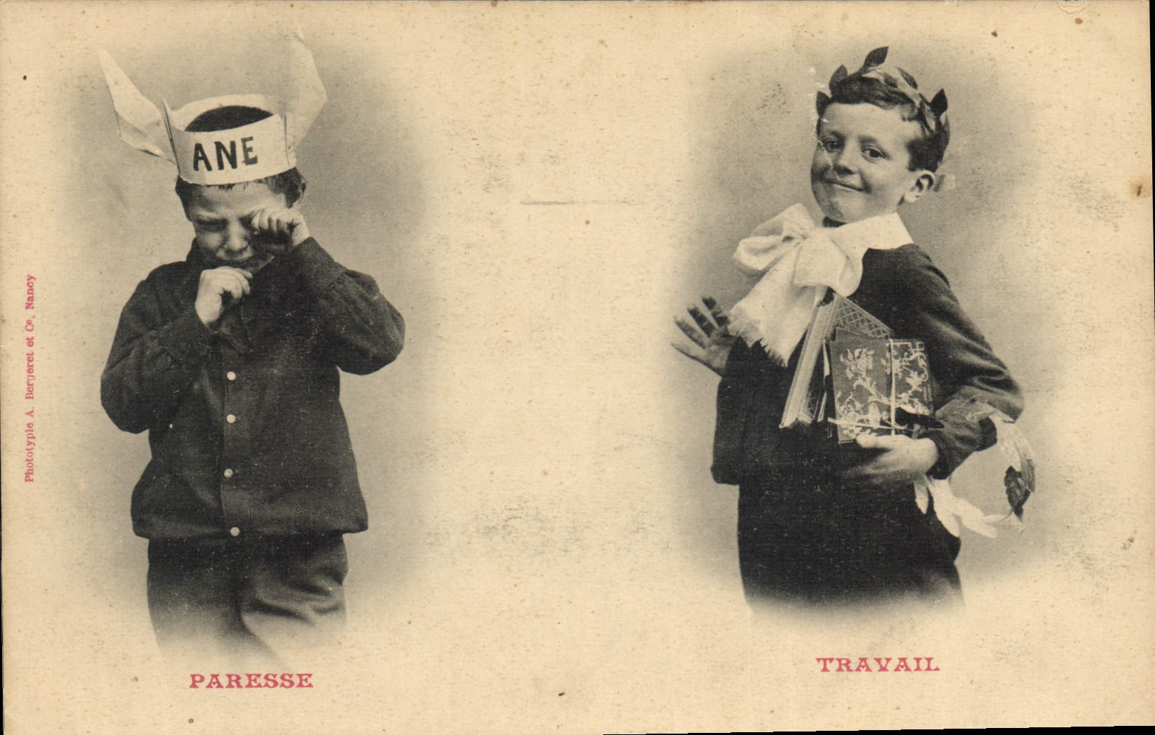CPA Fantaisie Enfant Paresse Travail 