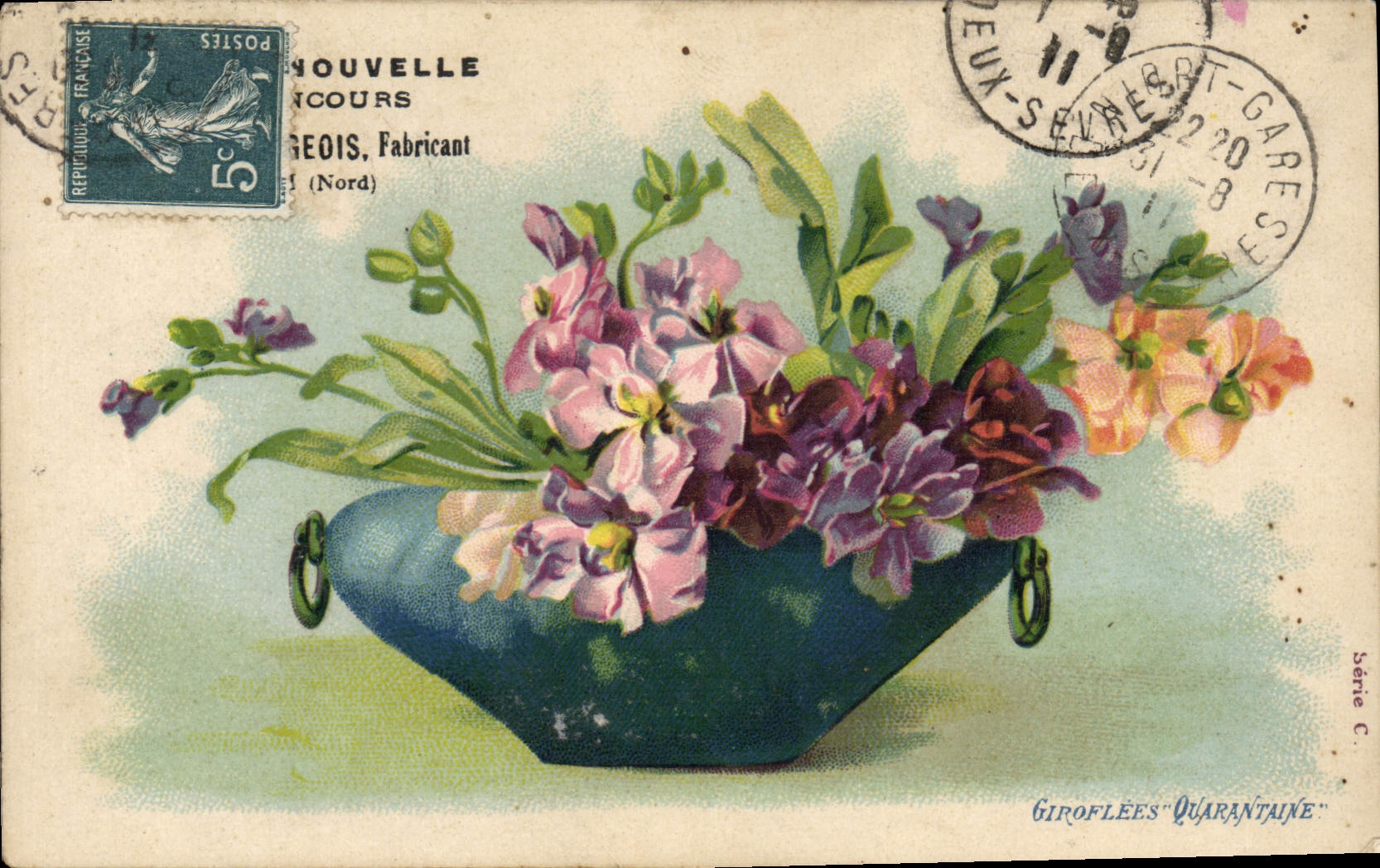 CPA Fantaisie Fleurs Giroflees Quarantaine 