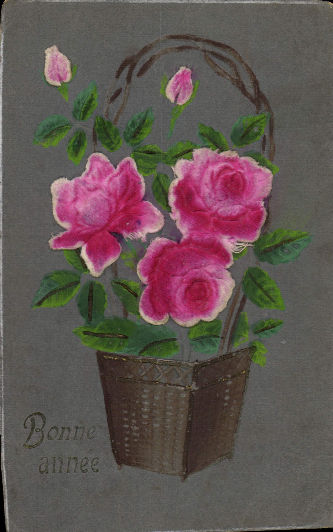 Bouquet de roses — Bonne année — carte postale ancienne