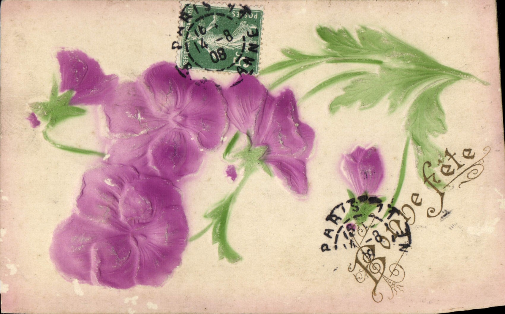 Fleurs violettes — carte postale décorative — éditeur non identifié