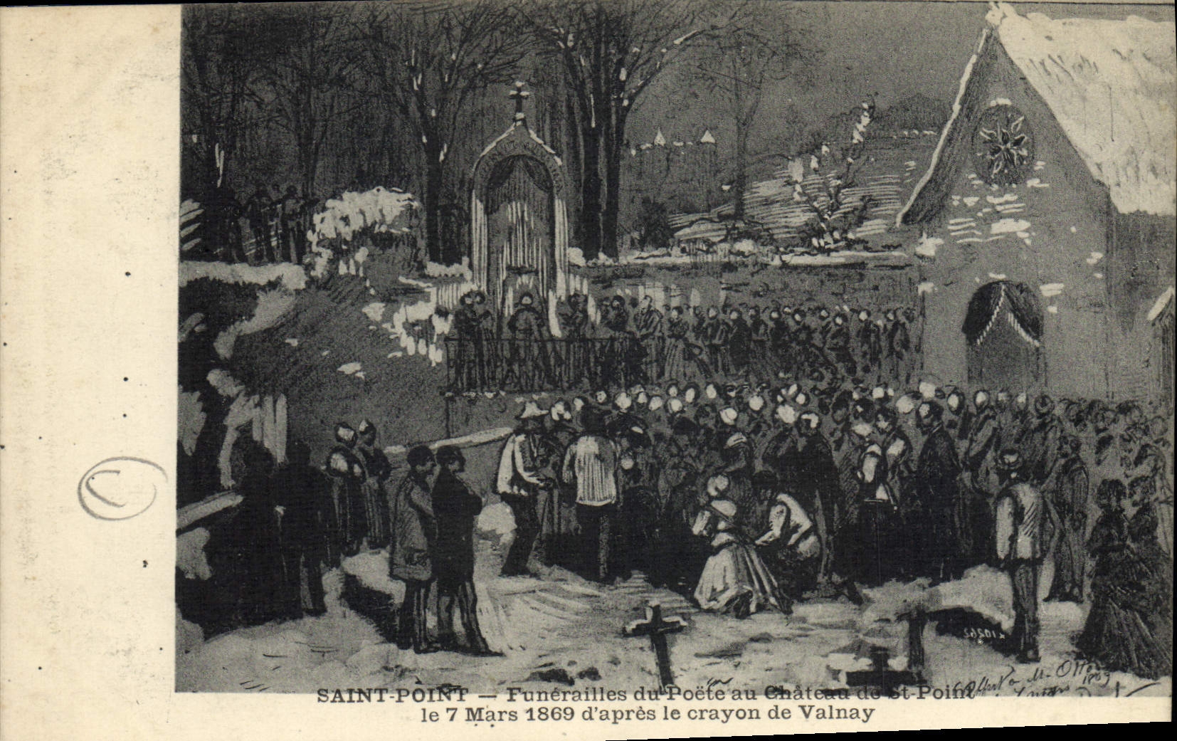 Saint-Point — Funérailles du Poète au Château de St-Point — d'après le crayon de Valnay