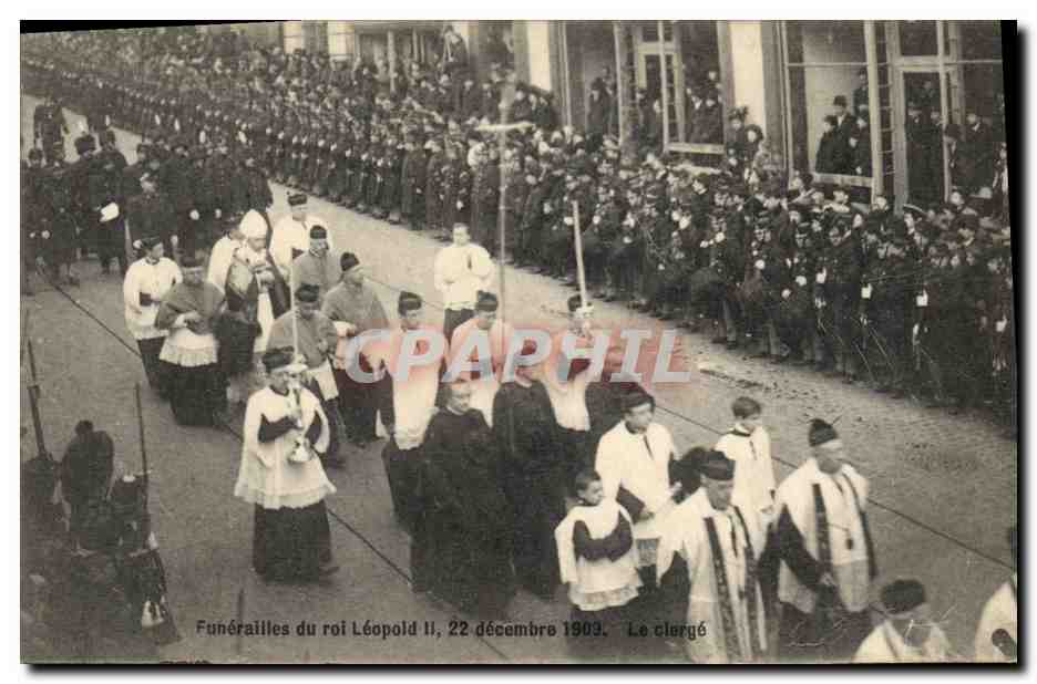 Funérailles du roi Léopold II, 22 décembre 1909 — Le clergé — sans éditeur ni numéro visible