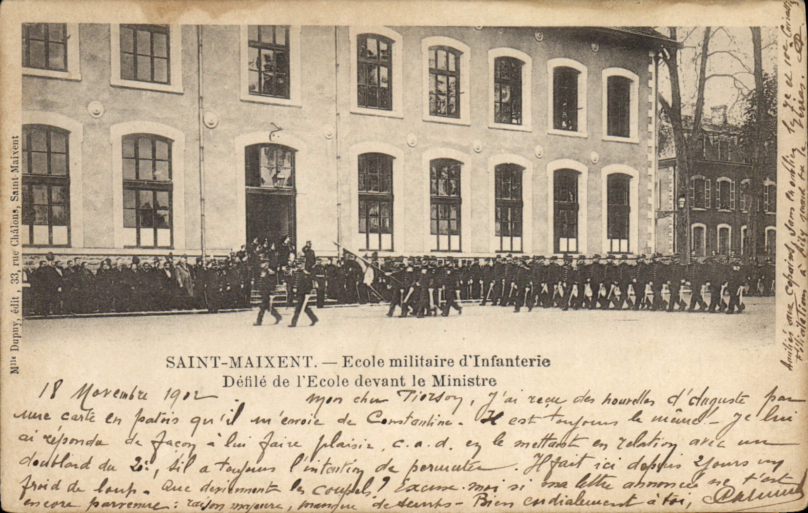 Saint-Maixent — Militärparade der Schule vor dem Minister — Verlag R. Dupuy, 23 rue Châlons
