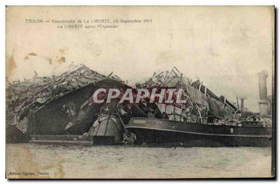 CPA Bateau Toulon Catastrophe de la Liberte apres l'explosion