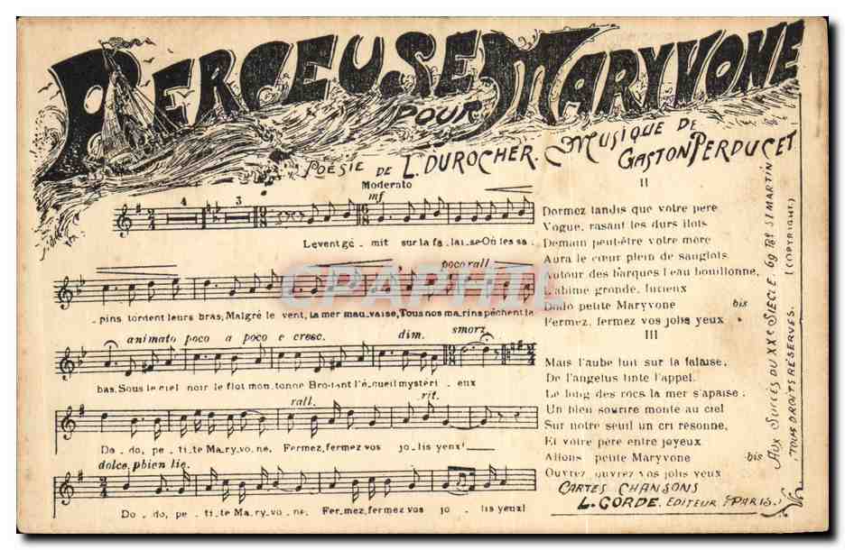 CPA Berceuse pour Maryvone Durocher Gaston Perducet 