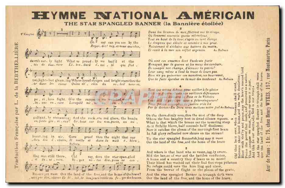 CPA Hymne national americain The star splanged banner De la Berthelliere 