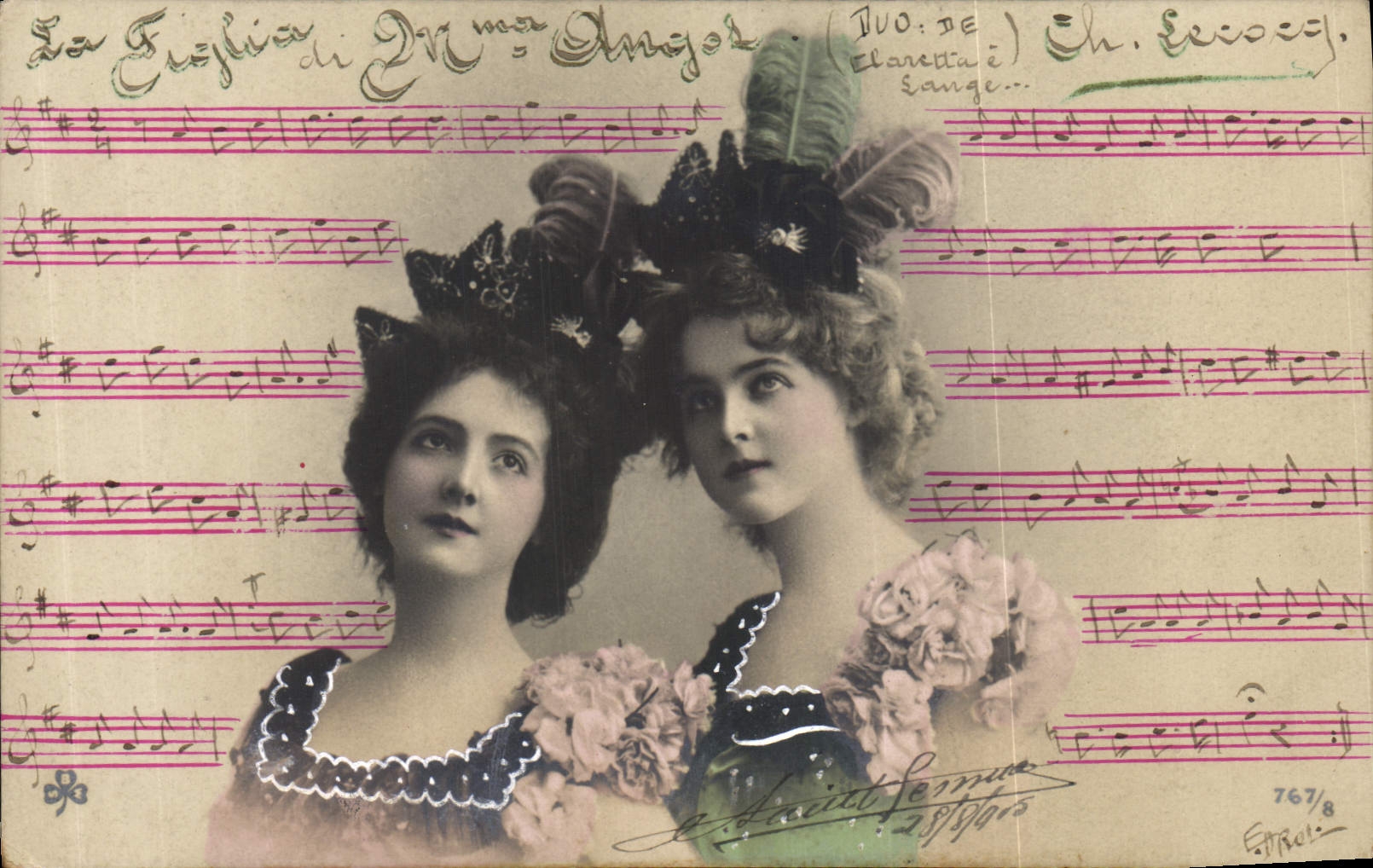 Deux femmes en costume de scène — La Tragédie de Mme Angel — Éditeur E. P. B. n° 767/8