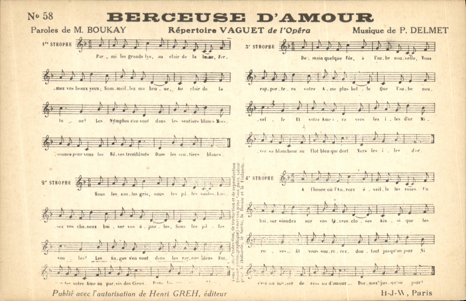 CPA Berceuse d'amour Boukay Vaguet Delmet 