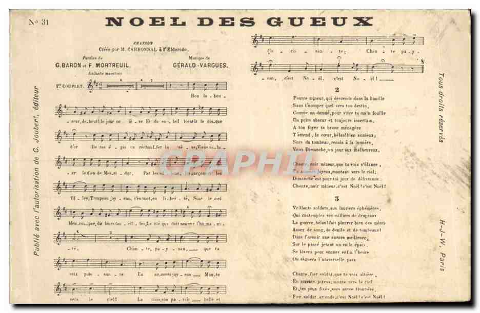Noël des Gueux — Chanson — Éditeur G. Joubert, n°31