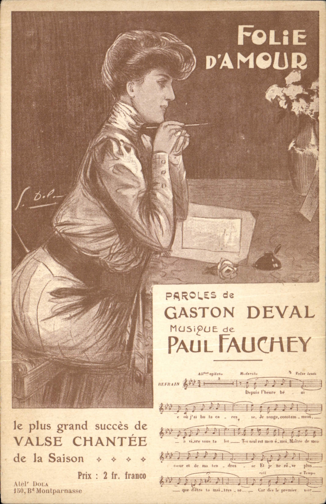 Folie d'Amour — Valse chantée — Atelier Dola, 150, B⁴ Montparnasse