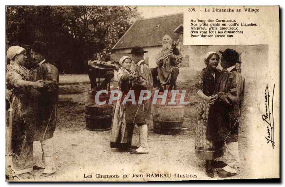 CPA Les chansons de Jean Rameau Le dimanche au village 