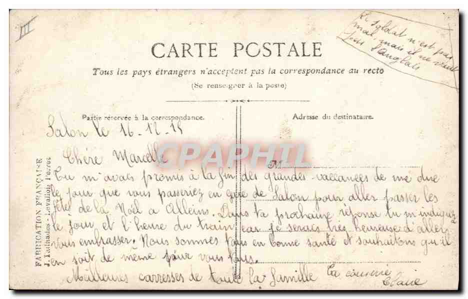 Soldat chantant la Marseillaise — Paris, série 62/5 — éditeur VISE PARIS — Reverso