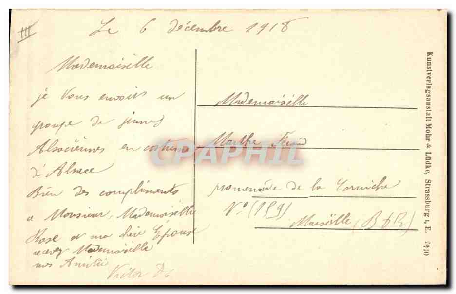 CPA Folklore Alsace Alsacienne Lorraine — Verso