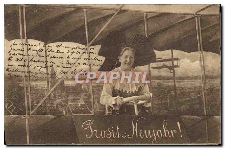CPA Folklore Alsace Alsacienne Avion Aviation