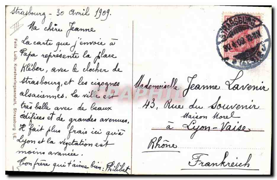 CPA Folklore Alsace Alsacienne Fileuse — Verso