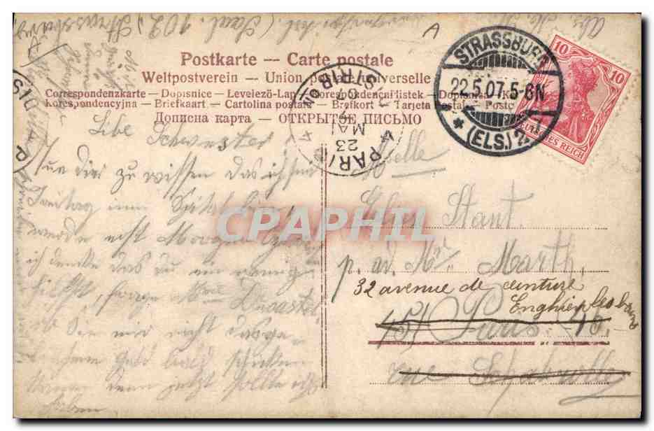 CPA Folklore Alsace Strasbourg — Verso