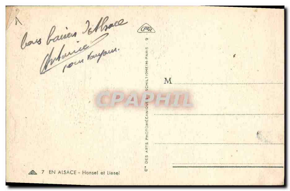 CPA Folklore Alsace Enfants — Verso