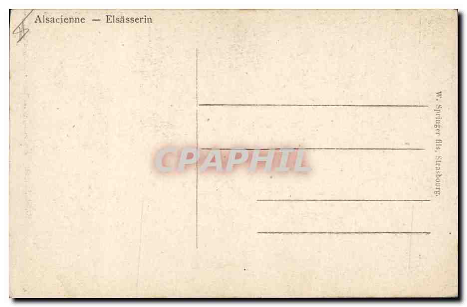 CPA Folklore Alsace Alsacienne — Verso