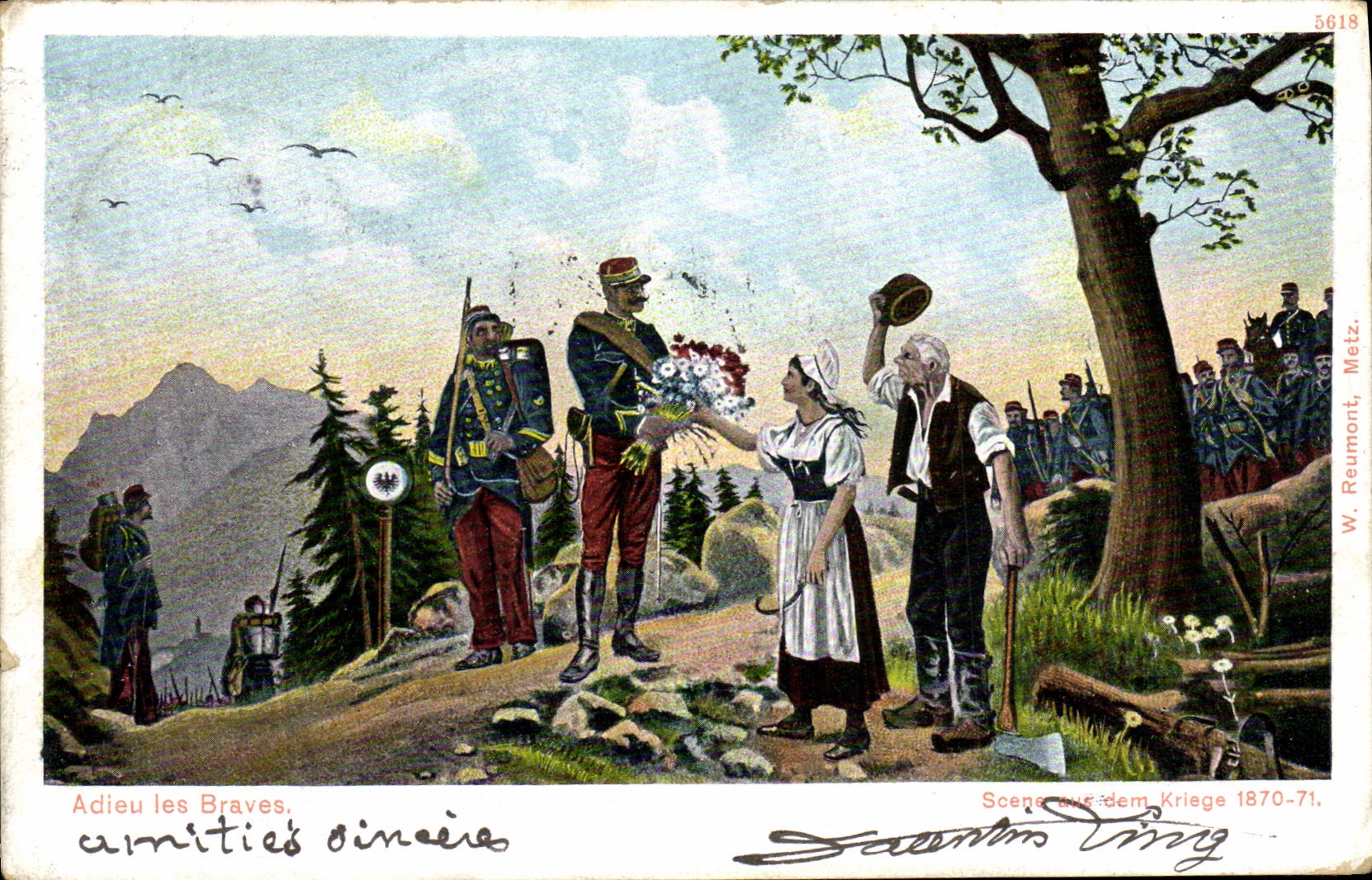 CPA Folklore Alsace Adieu les Braves