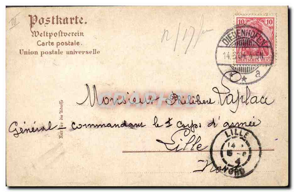 CPA Folklore Alsace Adieu les Braves — Verso
