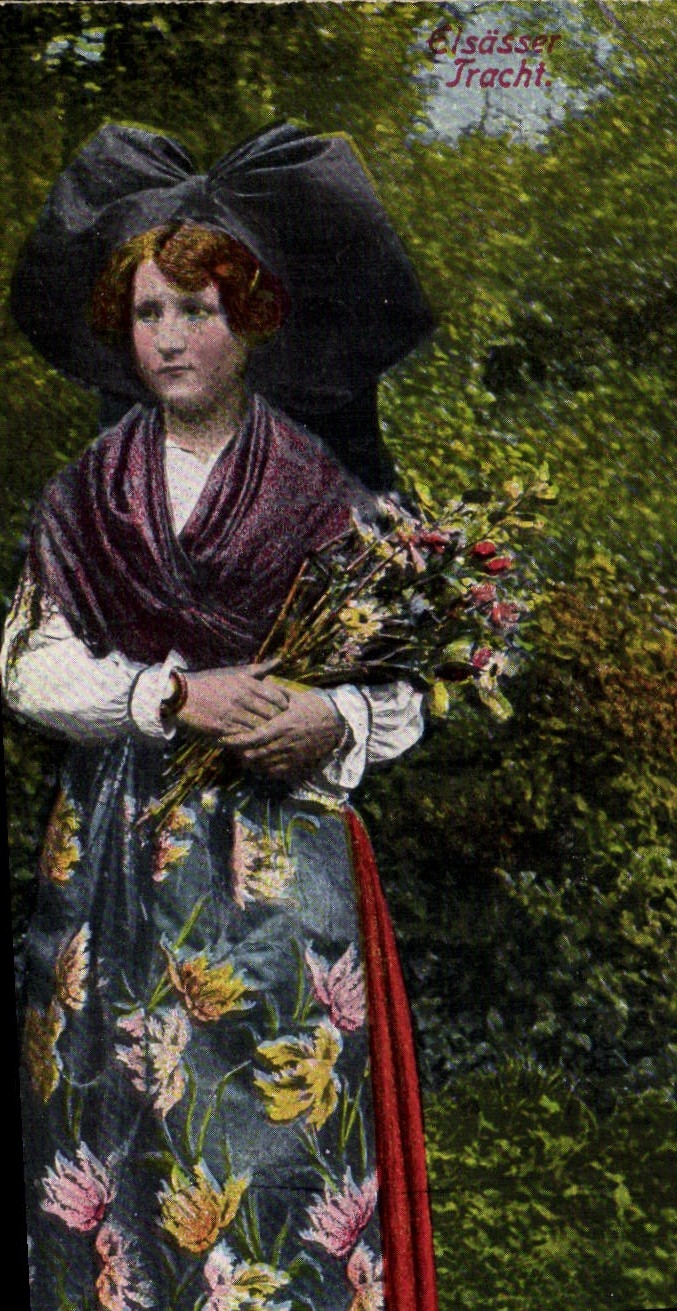 Femme en costume alsacien — Elsässer Tracht — Felix Lall, Künstlerverlagsanstalt, Straßburg, Série I. No. 11 - Anverso