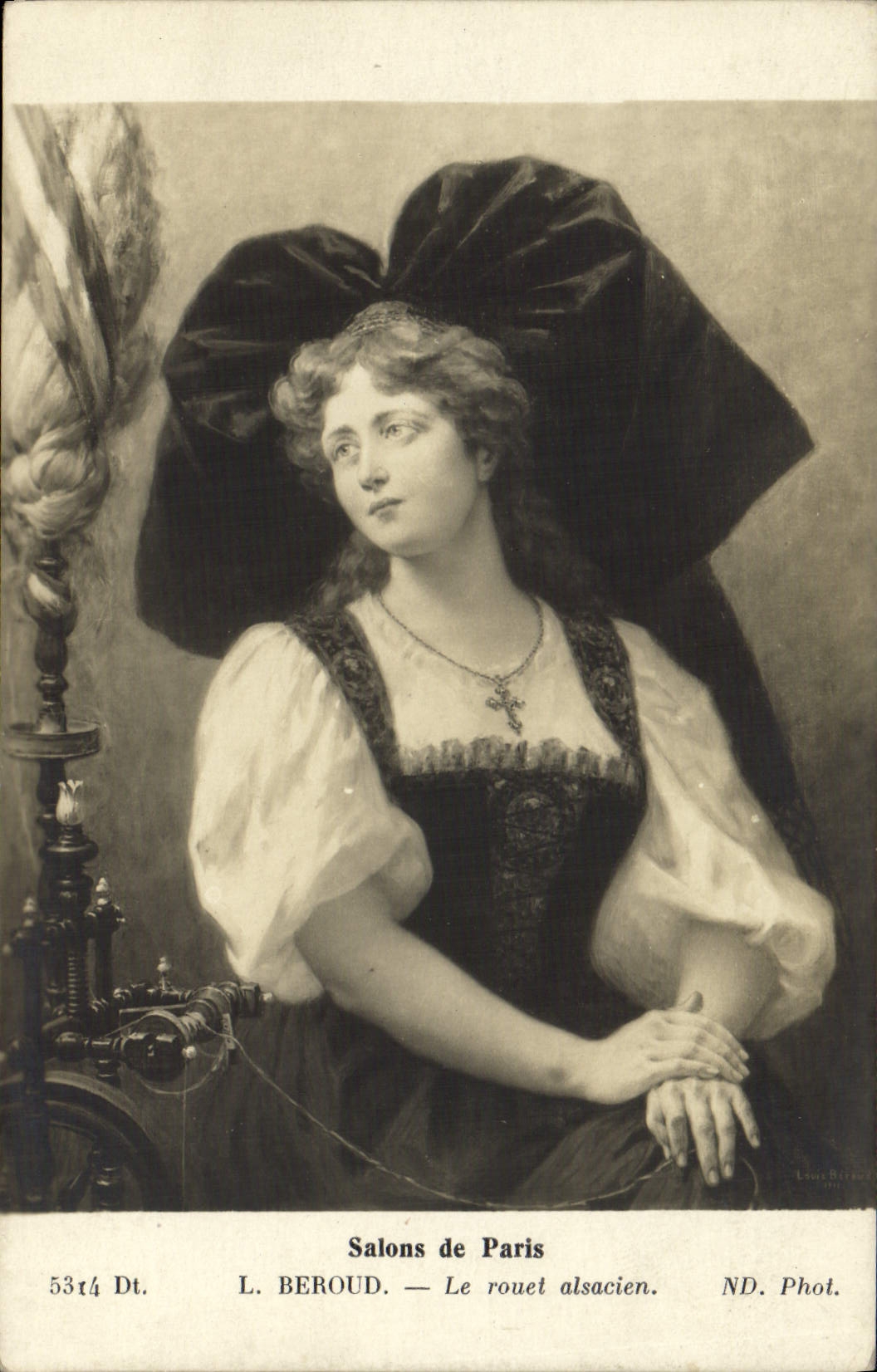 CPA Folklore Alsace Salons de Paris Beroud Le rouet alsacien 